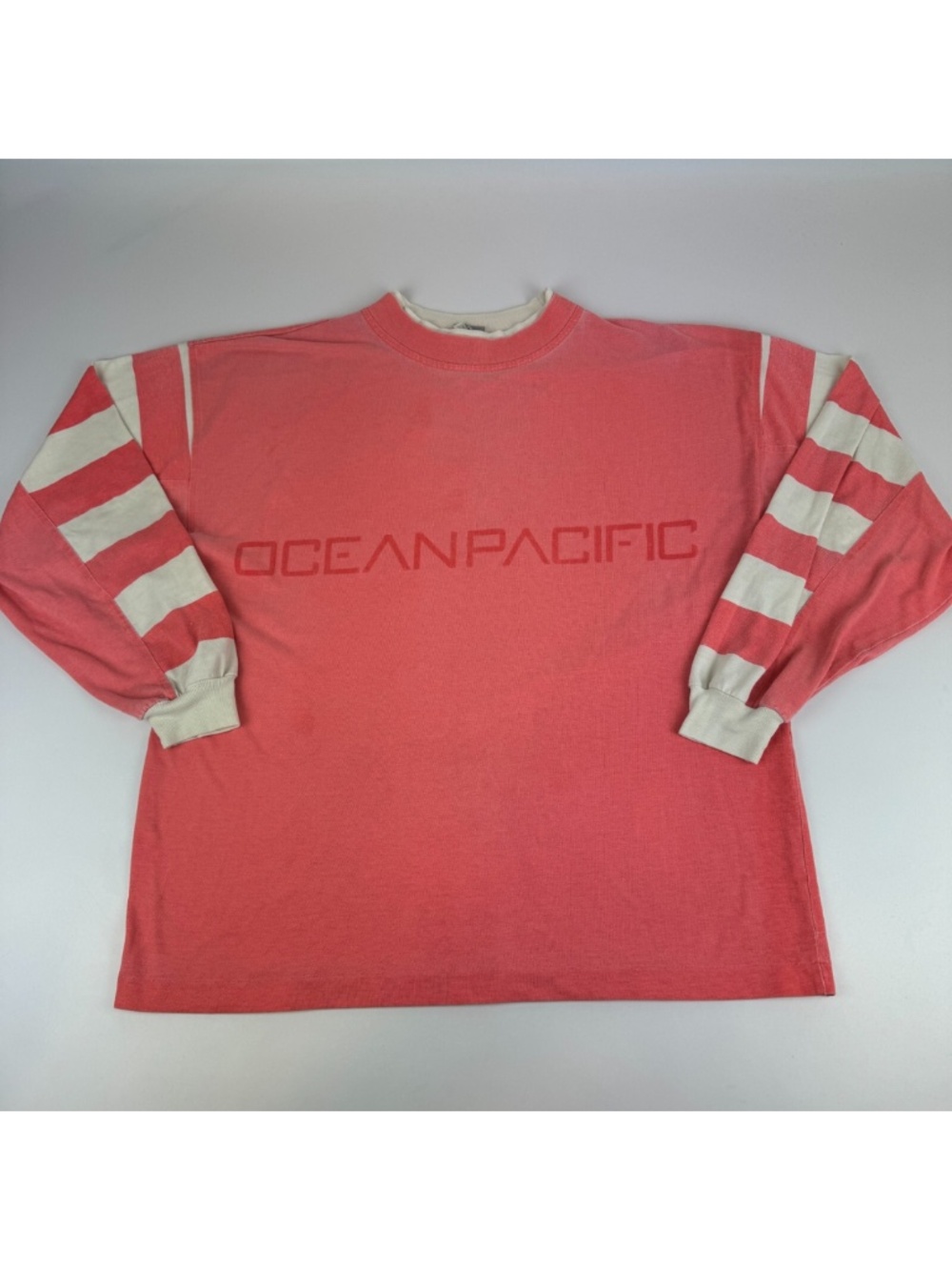 Vintage Ocean Pacific Mens Size M Long Sleeve Shirt Surf Skate Pink *Read